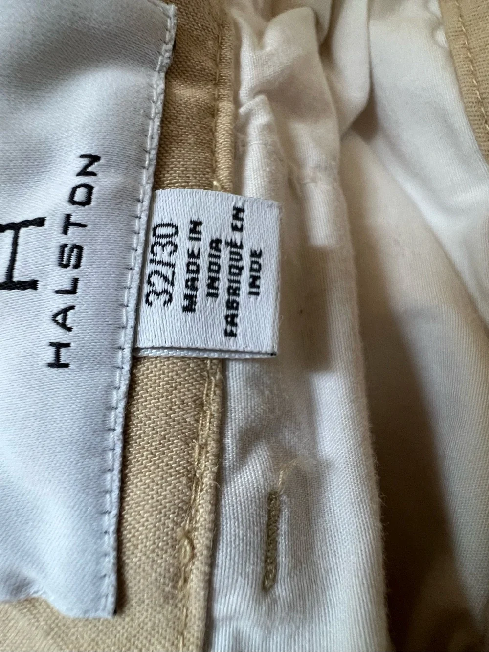 H by Halston Pants Beige Flat Front Vertical Side Zip Pocket Cotton Blend 32X30